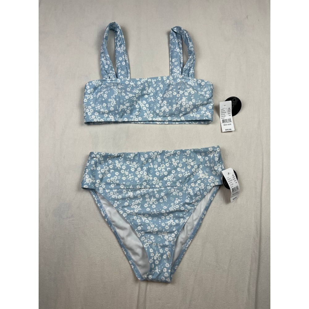 Salero Swim PacSun Blue Floral High Waisted Bikini Set 0041 0042 Medium